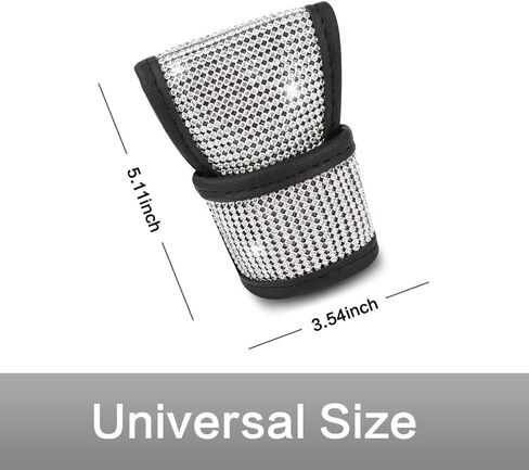 Universal Bling Car Gear Shift Cover,Leather Auto Gear Shift Knob Cover with Glitter Bling Rhinestones,Crystal Car Knob Gear Stick Protector Diamond Car Decor Car Accessories (Black) in Saudi Arabia