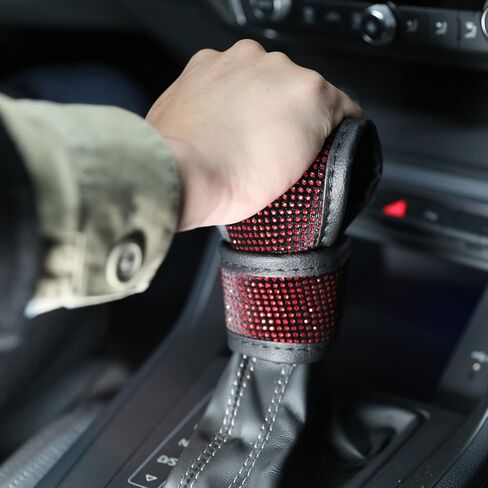 Universal Bling Car Gear Shift Cover,Leather Auto Gear Shift Knob Cover with Glitter Bling Rhinestones,Crystal Car Knob Gear Stick Protector Diamond Car Decor Car Accessories (Black) in Saudi Arabia