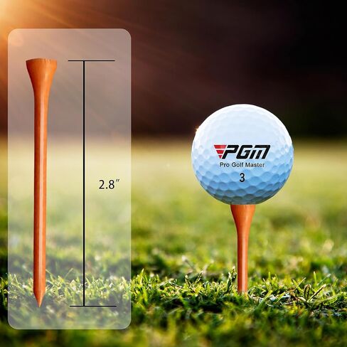 PGM Golf Tees Wood 30/50/100 Pack, Golf Tees Durable & Long-Lasting, Reduce Friction & Increase Distance, Golf Wood Tees Golf Accessories in Saudi Arabia