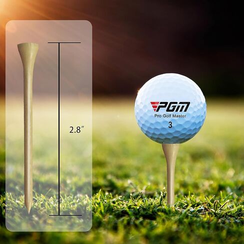 PGM Golf Tees Wood 30/50/100 Pack, Golf Tees Durable & Long-Lasting, Reduce Friction & Increase Distance, Golf Wood Tees Golf Accessories in Saudi Arabia