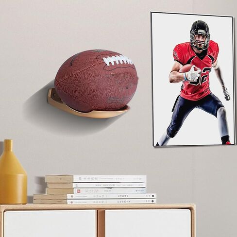 Ball Holder Wall Mount Ball Storage Display Wood & Metal for Basketball Football Soccer Volleyball, Rustic Brown…… in Kuwait