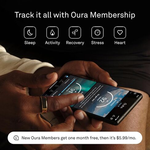 Oura Ring Gen3 Horizon - حلقة ذكية - الحجم الأول مع مجموعة مقاسات Oura - يمكن ارتداؤها لتتبع النوم - معدل ضربات القلب - متتبع اللياقة البدنية - عمر البطارية 5-7 أيام in Kuwait
