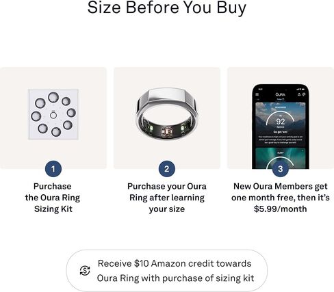 Oura Ring Gen3 Horizon - Rose Gold - Size 7 | Size First with Oura Ring Gen3 Sizing Kit - Sleep Tracking Wearable - Heart Rate - Fitness Tracker - 5-7 Days Battery Life in Kuwait