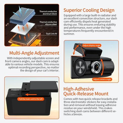 Dual Dash Cam Front and Rear, 4K/2.5K 60FPS, Full HD Dash Camera for Cars with Free 64GB Card, Built-in 5GHz WiFi, GPS, Audio Alert, Super Night Vision, 24H Parking Mode in Saudi Arabia