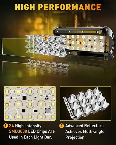 شريط إضاءة LED مقاس 7 بوصات من NAOEVO، مصابيح LED للضباب/القيادة على الطرق الوعرة، مصابيح LED ثلاثية الصفوف بقدرة 50 وات 6000 لومين، مصابيح عمل LED لشاحنة قارب سيارة UTV ATV Jeep، عبوتان (أبيض) in Kuwait