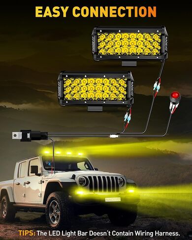 شريط إضاءة LED مقاس 7 بوصات من NAOEVO، مصابيح LED للضباب/القيادة على الطرق الوعرة، مصابيح LED ثلاثية الصفوف بقدرة 50 وات 6000 لومين، مصابيح عمل LED لشاحنة قارب سيارة UTV ATV Jeep، عبوتان (أبيض) in Kuwait