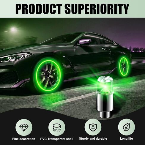 6 PCS Car LED Tire Lights, Waterproof PVC Metal Vehicle Tire Flash Light Bulb Replacements, Universal Automotive Decoration Accessories for Car Truck SUV Motorcycle Bike (Blue) in Saudi Arabia