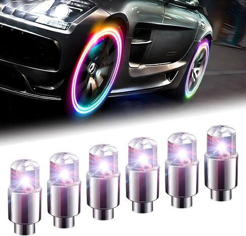 6 PCS Car LED Tire Lights, Waterproof PVC Metal Vehicle Tire Flash Light Bulb Replacements, Universal Automotive Decoration Accessories for Car Truck SUV Motorcycle Bike (Blue) in Saudi Arabia
