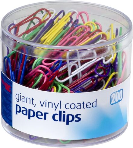 Officemate Assorted Color Giant Vinyl Paper Clips, 200 per Tub (97632) in Saudi Arabia
