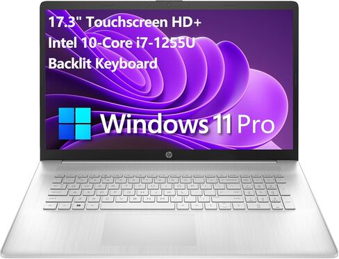 HP 17 17.3" Touchscreen HD+ Business Laptop Computer, 12th Gen Intel 10-Core i7-1255U, 64GB DDR4 RAM, 1TB PCIe SSD, 802.11AC WiFi, Bluetooth 5.0, Backlit Keyboard, Silver, Windows 11 Pro, Tichang in Saudi Arabia