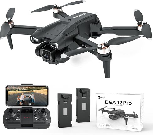 12PRO Drones with Camera Brushless Motor Drone for Adults and Beginner 5G WIFI FPV RC Foldable Quadcopter 135° Adjustable Motorized Camera 1080P HD Maintain altitude APP Control 2 Batteries 30 Minutes in Saudi Arabia