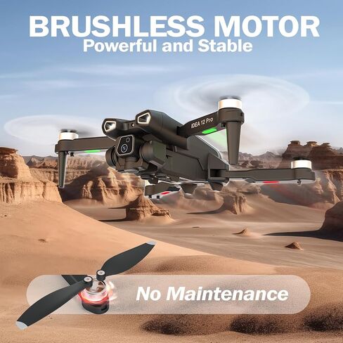 12PRO Drones with Camera Brushless Motor Drone for Adults and Beginner 5G WIFI FPV RC Foldable Quadcopter 135° Adjustable Motorized Camera 1080P HD Maintain altitude APP Control 2 Batteries 30 Minutes in Saudi Arabia