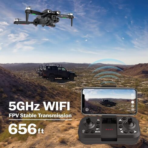 12PRO Drones with Camera Brushless Motor Drone for Adults and Beginner 5G WIFI FPV RC Foldable Quadcopter 135° Adjustable Motorized Camera 1080P HD Maintain altitude APP Control 2 Batteries 30 Minutes in Saudi Arabia