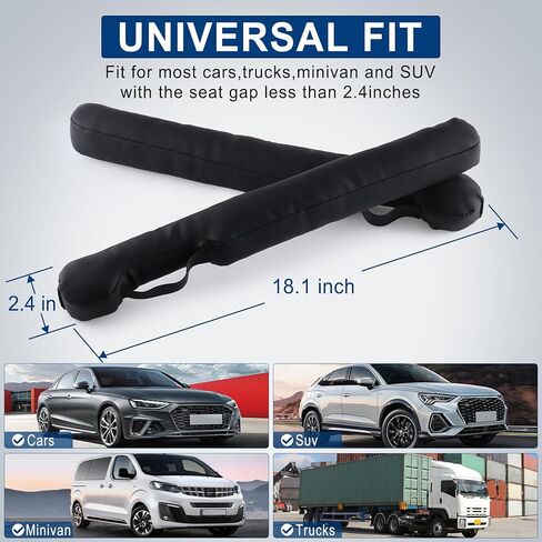 منظم حشو فجوات مقعد السيارة من الجلد، ملحقات السيارة الداخلية لمنع الأشياء من السقوط لسيارة التخييم والشاحنات ذات الدفع الرباعي، وملء الفجوة بين المقعد ووحدة التحكم قطعتين - أسود in Kuwait