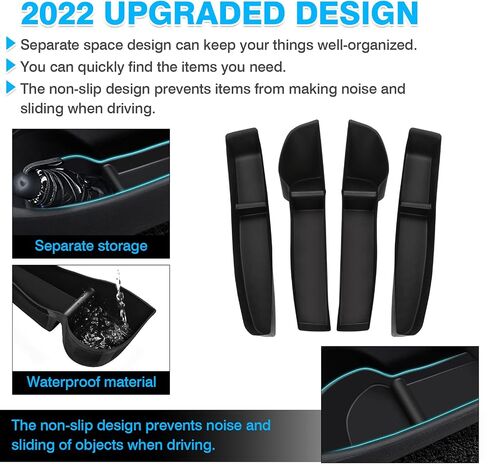 Tesla Model 3 Car Door Tray Organizer 2017-2023 for Tesla Accessories Car Front and Rear Door Slot Tray Organizer Door Side Storage Box TPE Material Black 4PCS in Saudi Arabia