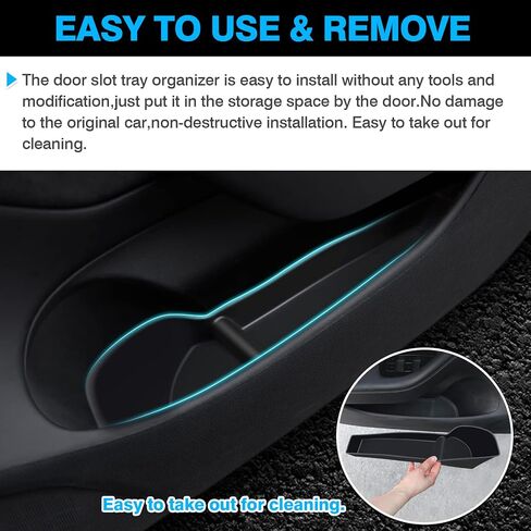 Tesla Model 3 Car Door Tray Organizer 2017-2023 for Tesla Accessories Car Front and Rear Door Slot Tray Organizer Door Side Storage Box TPE Material Black 4PCS in Saudi Arabia
