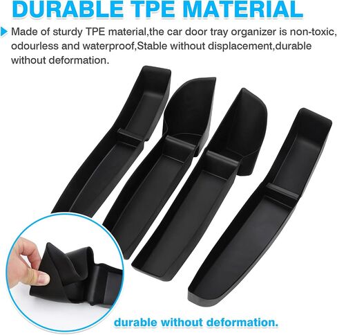 Tesla Model 3 Car Door Tray Organizer 2017-2023 for Tesla Accessories Car Front and Rear Door Slot Tray Organizer Door Side Storage Box TPE Material Black 4PCS in Saudi Arabia