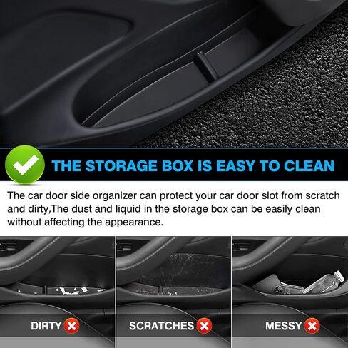 Tesla Model 3 Car Door Tray Organizer 2017-2023 for Tesla Accessories Car Front and Rear Door Slot Tray Organizer Door Side Storage Box TPE Material Black 4PCS in Saudi Arabia