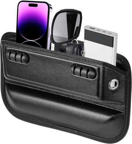 Welltop Car Seat Gap Filler, Leather Car Seat Organizer, Car Seat Storage Box to Fill the Gap between Seat & Console, Front Seat Storage Organizers Car Accessories for Phones, Glasses, Keys, Cards in Kuwait