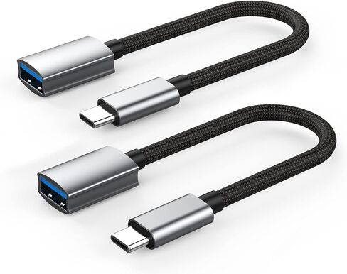 قطعتان من محول كابل USB C إلى USB A OTG المضفر. موصل سلك USB 3.0 A OTG ذكر من النوع C إلى أنثى متوافق مع MacBook Pro Air وGalaxy S20 S20+ S10 Note9 وLG V40 G6 وGoogle Pixel 2 XL والمزيد. in Kuwait