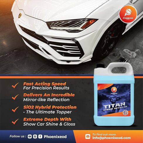 Titan Hybrid Detailer (جالون) - بخاخ تفاصيل طلاء السيراميك الهجين الذي يلمع وينظف ويحمي - طلاء علوي لغسيل السيارات وواقي الطلاء - يدوم لفترة أطول من شمع السيارة in Kuwait