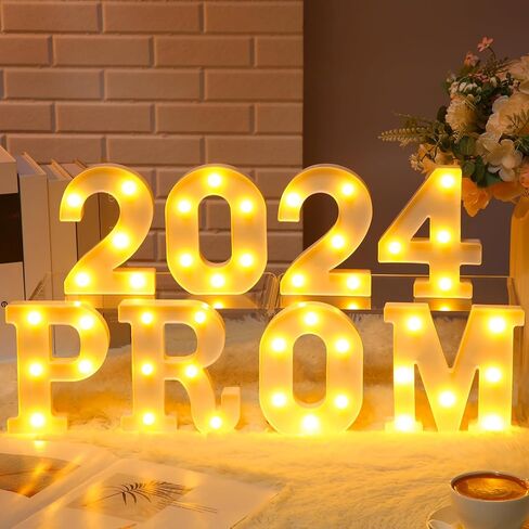 Woanger 8 قطع حفلة موسيقية 2024 أضواء حروف LED سرادق، تسجيل أرقام مضيئة حروف 2024 ديكورات التخرج حفلة موسيقية 2024 سطح الطاولة لمستلزمات حفلات التخرج 2024، تعمل بالبطارية in Saudi Arabia