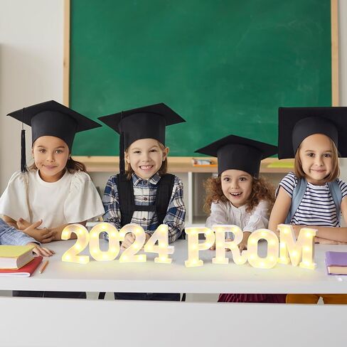 Woanger 8 قطع حفلة موسيقية 2024 أضواء حروف LED سرادق، تسجيل أرقام مضيئة حروف 2024 ديكورات التخرج حفلة موسيقية 2024 سطح الطاولة لمستلزمات حفلات التخرج 2024، تعمل بالبطارية in Saudi Arabia