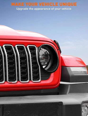 أغطية المصابيح الأمامية Savadicar Angry لعام 2024+ Jeep Wrangler (JL) وGladiator (JT) - قم بإضفاء الطابع الشخصي على مظهر سيارتك مع حواف المصابيح الأمامية، وإكسسوارات الزخرفة الخارجية، أخضر in Kuwait