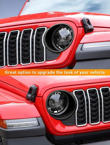 أغطية المصابيح الأمامية Savadicar Angry لعام 2024+ Jeep Wrangler (JL) وGladiator (JT) - قم بإضفاء الطابع الشخصي على مظهر سيارتك مع حواف المصابيح الأمامية، وإكسسوارات الزخرفة الخارجية، أخضر in Kuwait