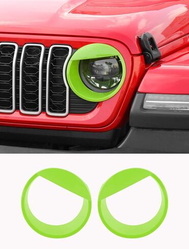 أغطية المصابيح الأمامية Savadicar Angry لعام 2024+ Jeep Wrangler (JL) وGladiator (JT) - قم بإضفاء الطابع الشخصي على مظهر سيارتك مع حواف المصابيح الأمامية، وإكسسوارات الزخرفة الخارجية، أخضر in Kuwait