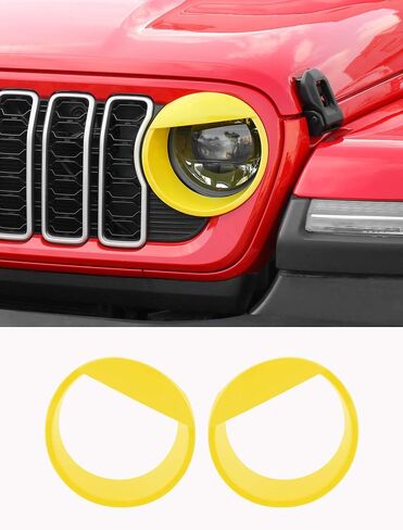 أغطية المصابيح الأمامية Savadicar Angry لعام 2024+ Jeep Wrangler (JL) وGladiator (JT) - قم بإضفاء الطابع الشخصي على مظهر سيارتك مع حواف المصابيح الأمامية، وإكسسوارات الزخرفة الخارجية، أخضر in Kuwait
