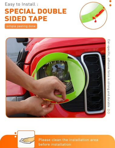 أغطية المصابيح الأمامية Savadicar Angry لعام 2024+ Jeep Wrangler (JL) وGladiator (JT) - قم بإضفاء الطابع الشخصي على مظهر سيارتك مع حواف المصابيح الأمامية، وإكسسوارات الزخرفة الخارجية، أخضر in Kuwait