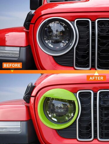 أغطية المصابيح الأمامية Savadicar Angry لعام 2024+ Jeep Wrangler (JL) وGladiator (JT) - قم بإضفاء الطابع الشخصي على مظهر سيارتك مع حواف المصابيح الأمامية، وإكسسوارات الزخرفة الخارجية، أخضر in Kuwait