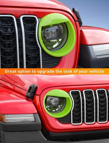 أغطية المصابيح الأمامية Savadicar Angry لعام 2024+ Jeep Wrangler (JL) وGladiator (JT) - قم بإضفاء الطابع الشخصي على مظهر سيارتك مع حواف المصابيح الأمامية، وإكسسوارات الزخرفة الخارجية، أخضر in Kuwait
