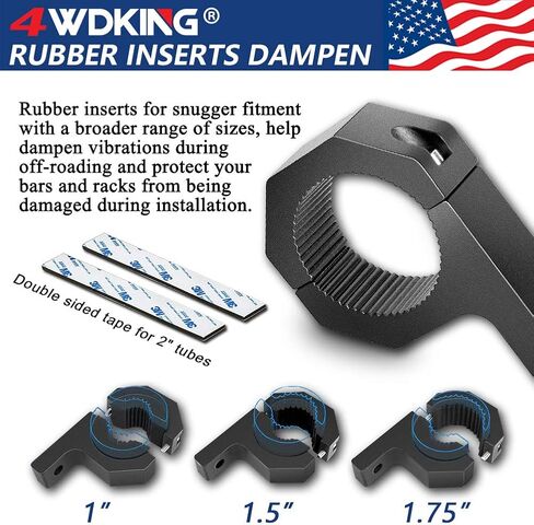 Horizontal Bar Clamp Mounting Kit - 4WDKING 2PCS 0.75"/1"/1.25" LED Light Bar LED Pods Fog Driving Lights Brackets for Bull Bar Tube Roof Roll Cage Holder Headache Rack Mount. in Saudi Arabia