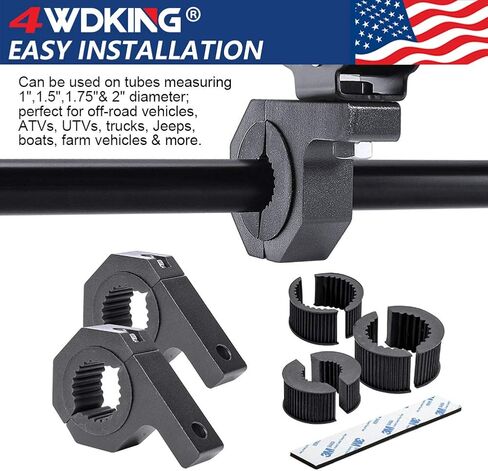 Horizontal Bar Clamp Mounting Kit - 4WDKING 2PCS 0.75"/1"/1.25" LED Light Bar LED Pods Fog Driving Lights Brackets for Bull Bar Tube Roof Roll Cage Holder Headache Rack Mount. in Saudi Arabia