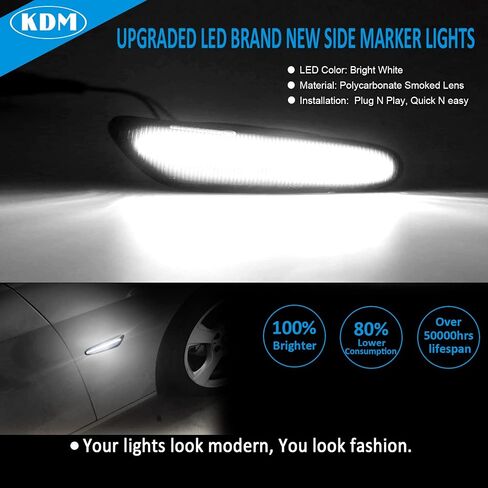 مصابيح LED للعلامات الجانبية مناسبة لسيارات BMW E90 E91 E92 E93 E46 E60 E61 E81 E82 E87 E88 E83 X3 E84 X1 325i 328i 335i 330i، مصابيح كهرمانية للعدسة المدخنة الأمامية، عبوتان in Kuwait