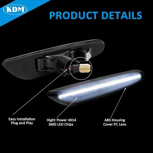 مصابيح LED للعلامات الجانبية مناسبة لسيارات BMW E90 E91 E92 E93 E46 E60 E61 E81 E82 E87 E88 E83 X3 E84 X1 325i 328i 335i 330i، مصابيح كهرمانية للعدسة المدخنة الأمامية، عبوتان in Kuwait