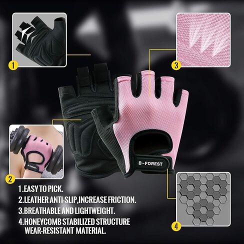 B-Forest Workout Gloves, Gym Gloves for Men Women Weight Lifting Fingerless Gloves for Training, Exercise, Fitness in Kuwait