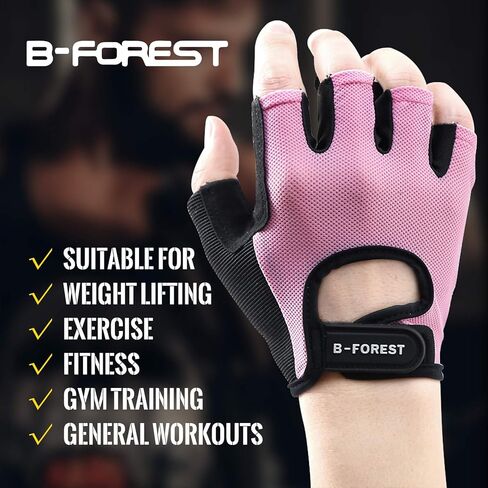 B-Forest Workout Gloves, Gym Gloves for Men Women Weight Lifting Fingerless Gloves for Training, Exercise, Fitness in Kuwait