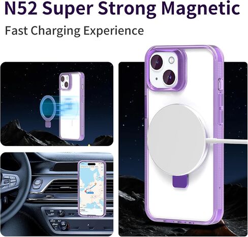 for iPhone 15 Case with Stand Magnetic, [Compatible with MagSafe] Invisible Stand Clear Slim Shockproof Protective Phone Case 6.1 inch [Military Drop Protection] in Saudi Arabia