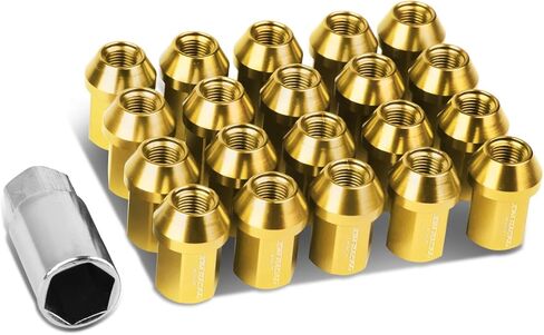DNA MOTORING LN-ZTL-9018-125-BK 20Pcs M12 x 1.25 25mm OD/35mm Height Close End Lug Nuts w/Deep Drive Extension Adapter, Black in Kuwait