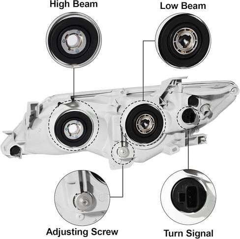 مجموعة المصابيح الأمامية متوافقة مع 12 2012 Camry 13 2013 Camry 14 2014 Camry 2012-2014 12-14 Toyota Camry L/LE/XLE/Hybrid LE XLE جانب الركاب والسائق (عاكس كهرماني لغطاء الكروم) in Saudi Arabia