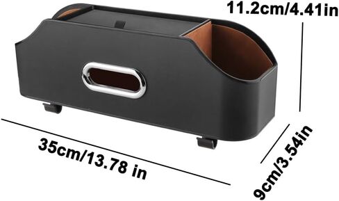 صندوق تخزين المقعد الخلفي لمسند رأس السيارة، صندوق مناديل منظم لمحرك السيارة الخلفي وصندوق تخزين مع حامل أكواب، صندوق تخزين متعدد الوظائف (أسود) in Kuwait