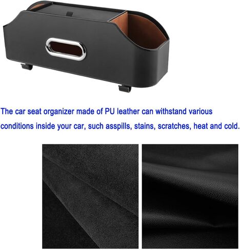 صندوق تخزين المقعد الخلفي لمسند رأس السيارة، صندوق مناديل منظم لمحرك السيارة الخلفي وصندوق تخزين مع حامل أكواب، صندوق تخزين متعدد الوظائف (أسود) in Kuwait
