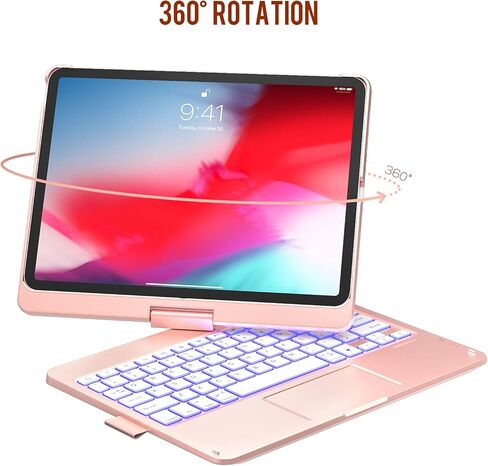 حافظة تشيسونا آيباد إير الجيل الخامس مع لوحة مفاتيح، (10.9 بوصة 2022) لوحة لمس 7 ألوان خلفية، قابلة للدوران 360 درجة، غطاء نحيف مع حامل أقلام، حافظة لوحة مفاتيح لجهاز آيباد إير الجيل الخامس/الرابع، آيباد برو 11، وردي... in Kuwait