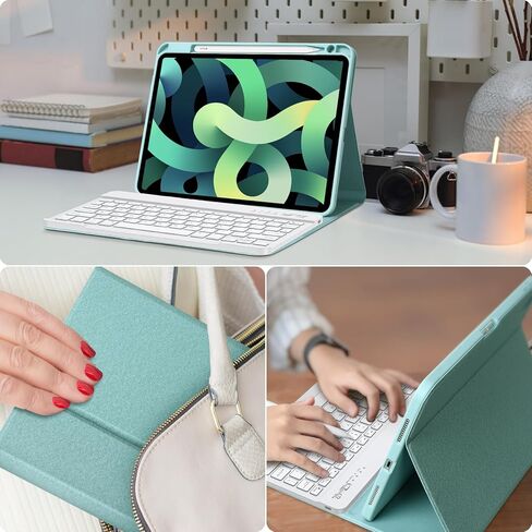 COO Keyboard Case for iPad Air 5th Gen/4th Gen 2020/iPad Pro 11, Detachable Wireless Bluetooth Keyboard, Built-in Pencil Holder, Champagne in Saudi Arabia