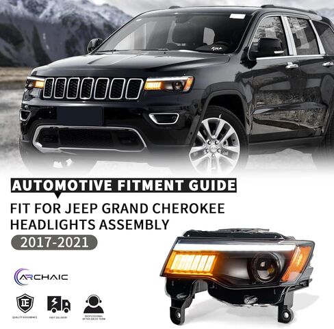 Archaic LED Headlights Assembly for Jeep Grand Cherokee 2017 2018 2019 2020 2021, LED Projector Front Light with Sequential Turn Signal, Plug and Play, Pair in Saudi Arabia