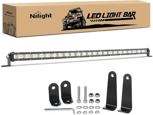 شريط إضاءة LED بصف واحد من Nilight، شريط إضاءة فائق النحافة، 25 بوصة 72 وات، ضوء الضباب، ضوء القيادة، ضوء العمل، ضوء ممتص الصدمات للطرق الوعرة 4 × 4، شاحنات بيك اب SUV ATV UTV، ضمان لمدة عامين in Kuwait