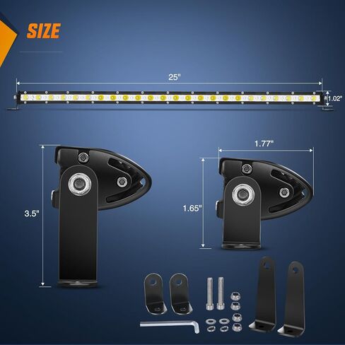 شريط إضاءة LED بصف واحد من Nilight، شريط إضاءة فائق النحافة، 25 بوصة 72 وات، ضوء الضباب، ضوء القيادة، ضوء العمل، ضوء ممتص الصدمات للطرق الوعرة 4 × 4، شاحنات بيك اب SUV ATV UTV، ضمان لمدة عامين in Kuwait